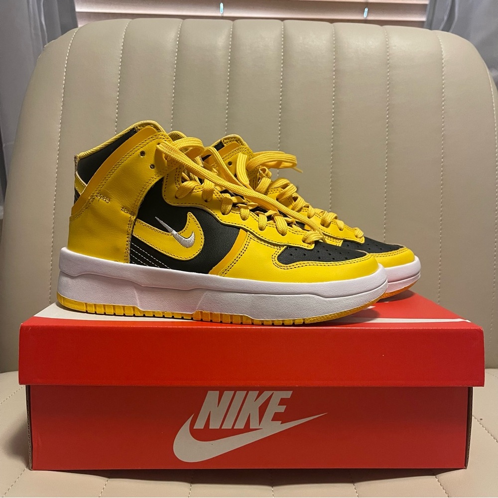 Nike Dunk High in Black/Varsity Maize - Women’s Size 7.5